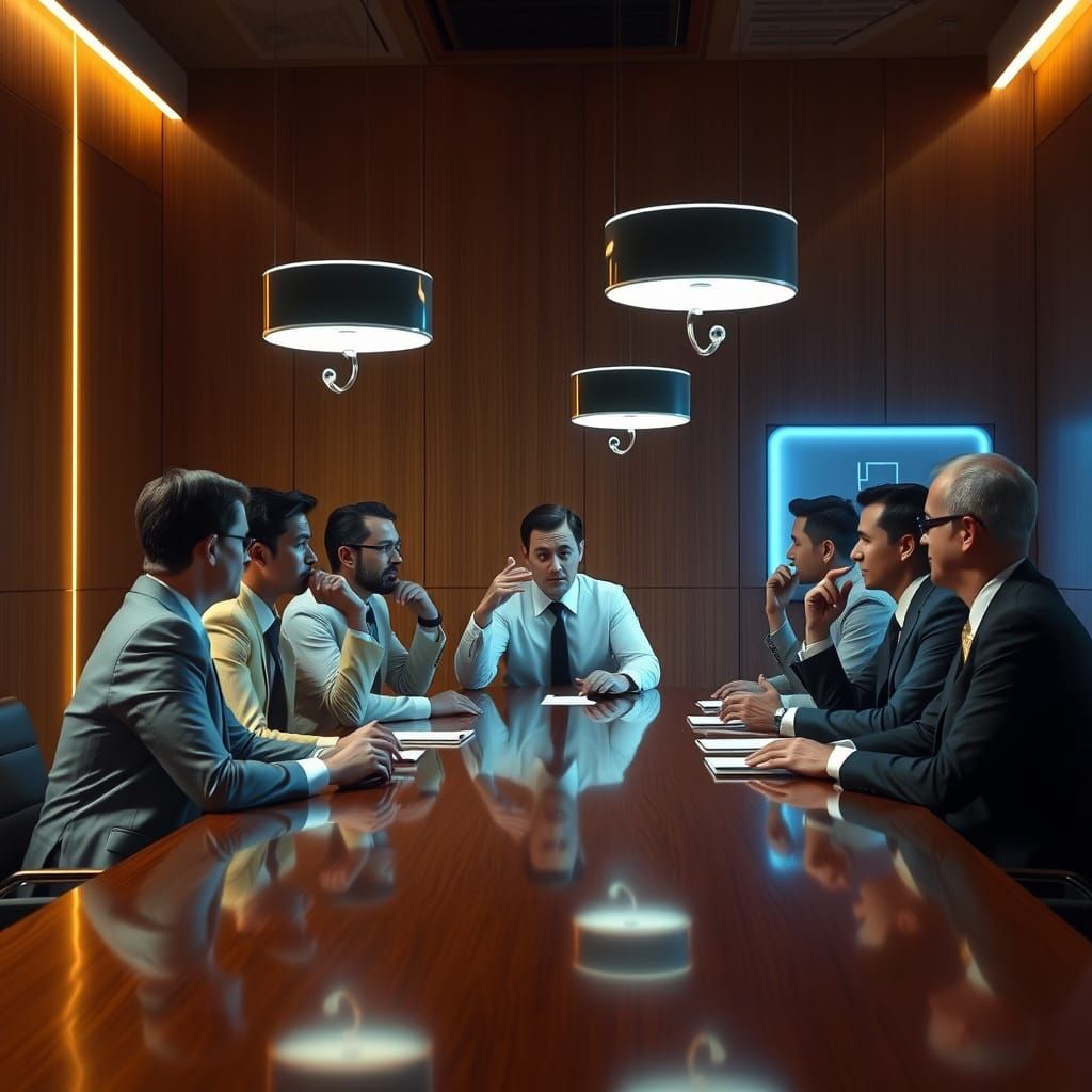 Dystopian Groupthink Illustration in Digital Art Style