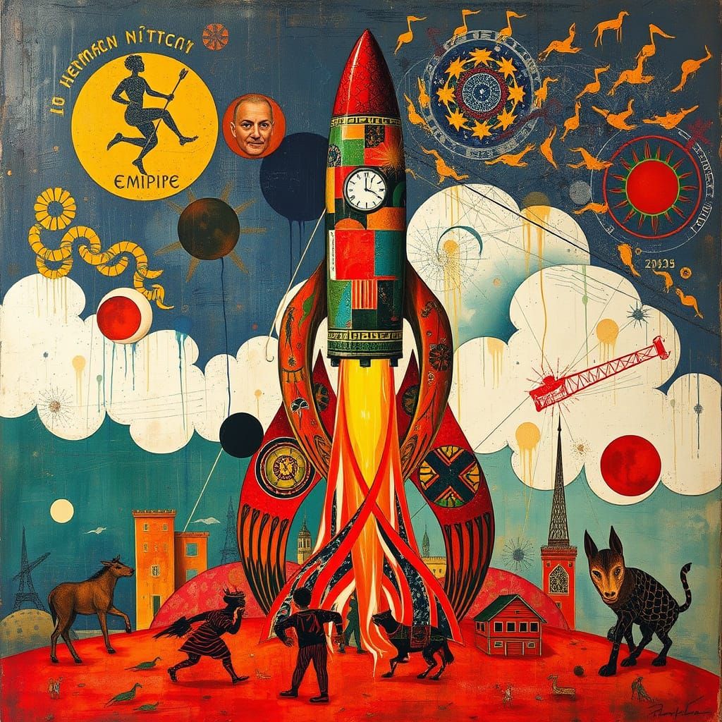 Cosmic Vessel in Vibrant Funk Art