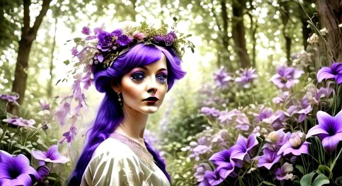 Elf Bride with Lilies in Luminist Style