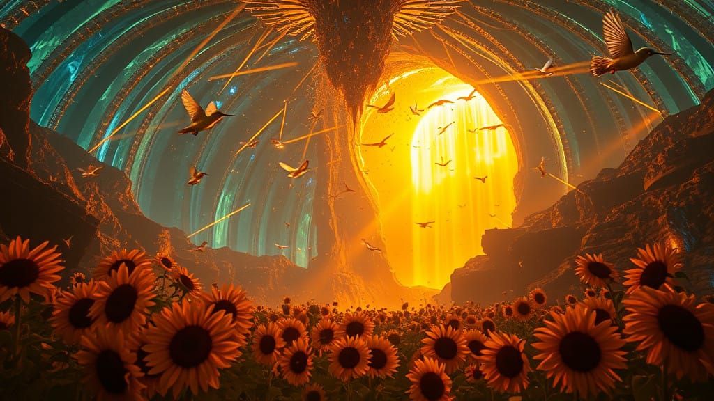 Iridescent Cosmic Cathedral in Hyperrealistic Aesthetic