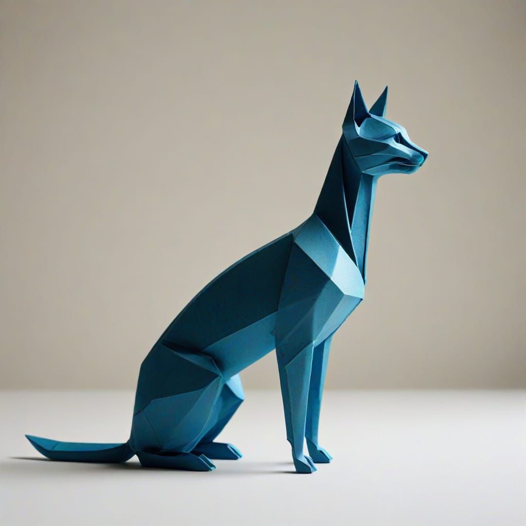 Elegant Origami Cat Silhouette in Soft Focus