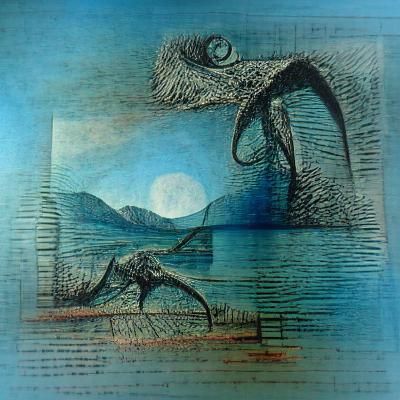 Surreal Lake Monster Etching in 8K