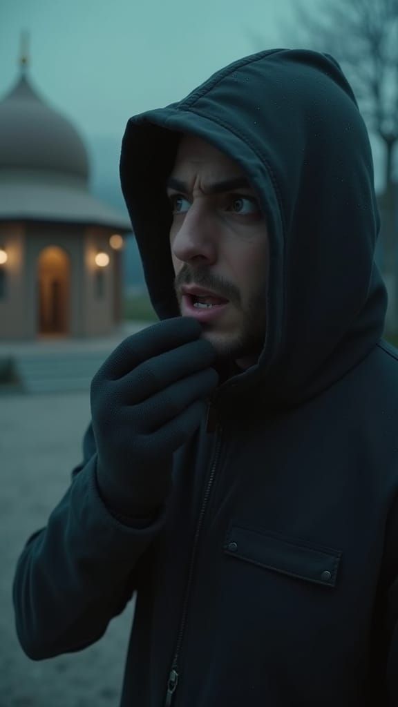 Thief Surprised by Fajr Azan in Cinematic Style