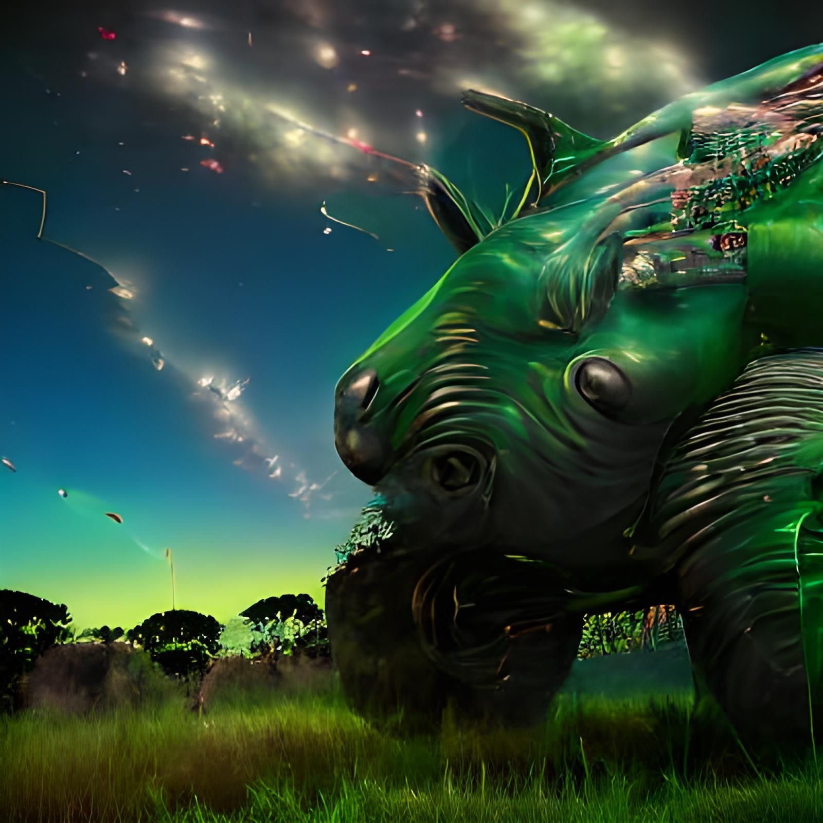 Surreal Green Machine Turns Rhinos into Paperclips