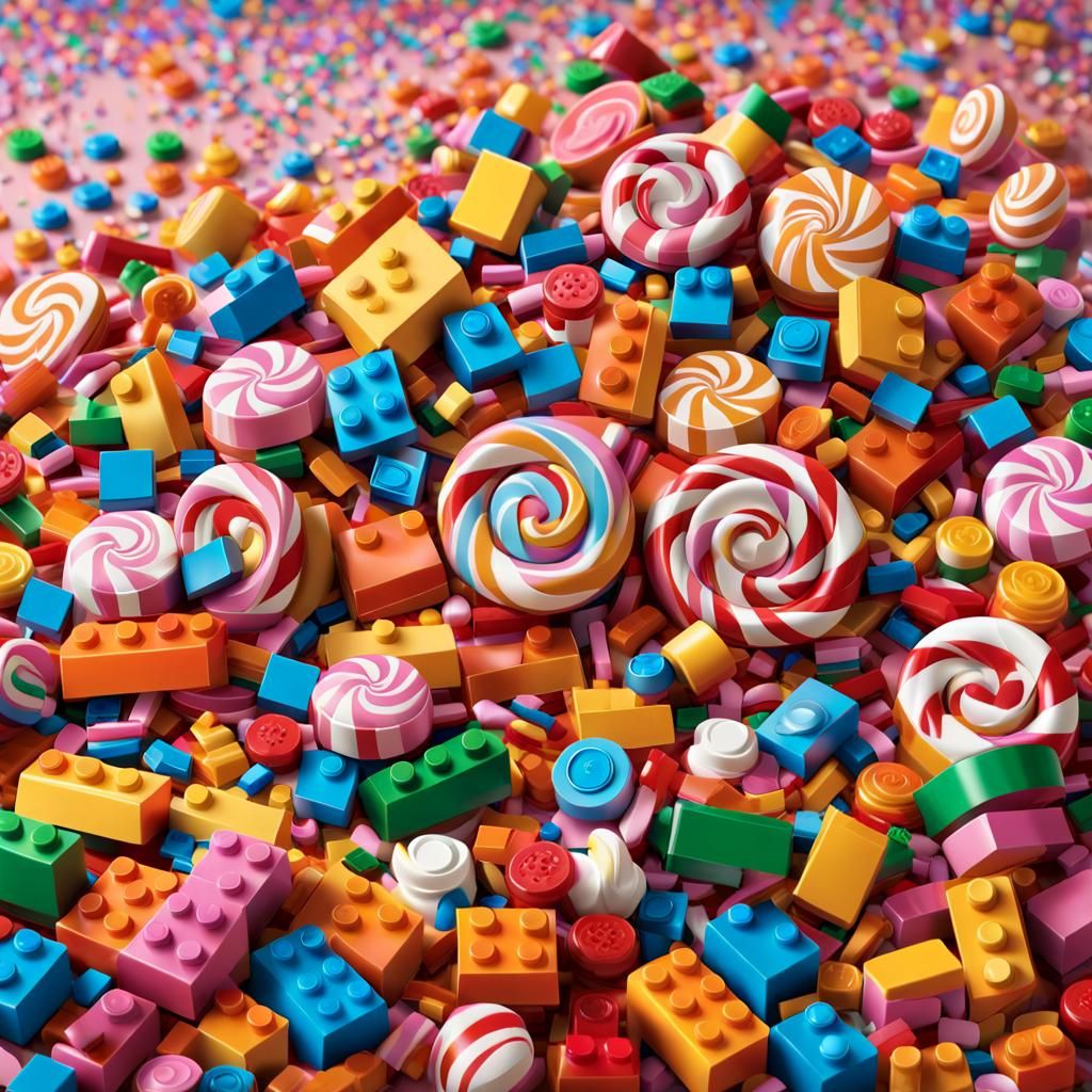 Lego in Candy Art Style: Whimsical and Colorful