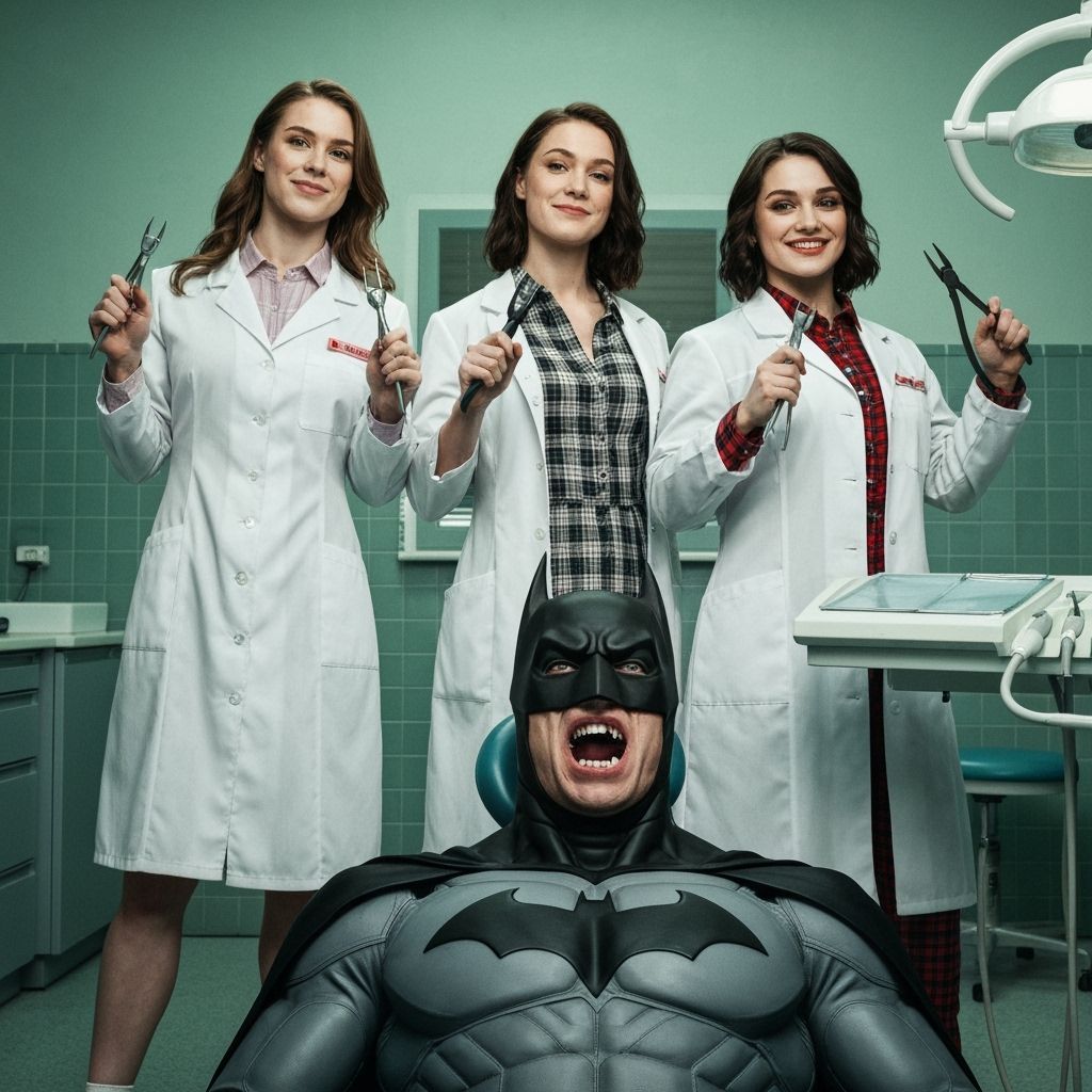 Batman's Dental Extraction in Gritty Cinematic Style