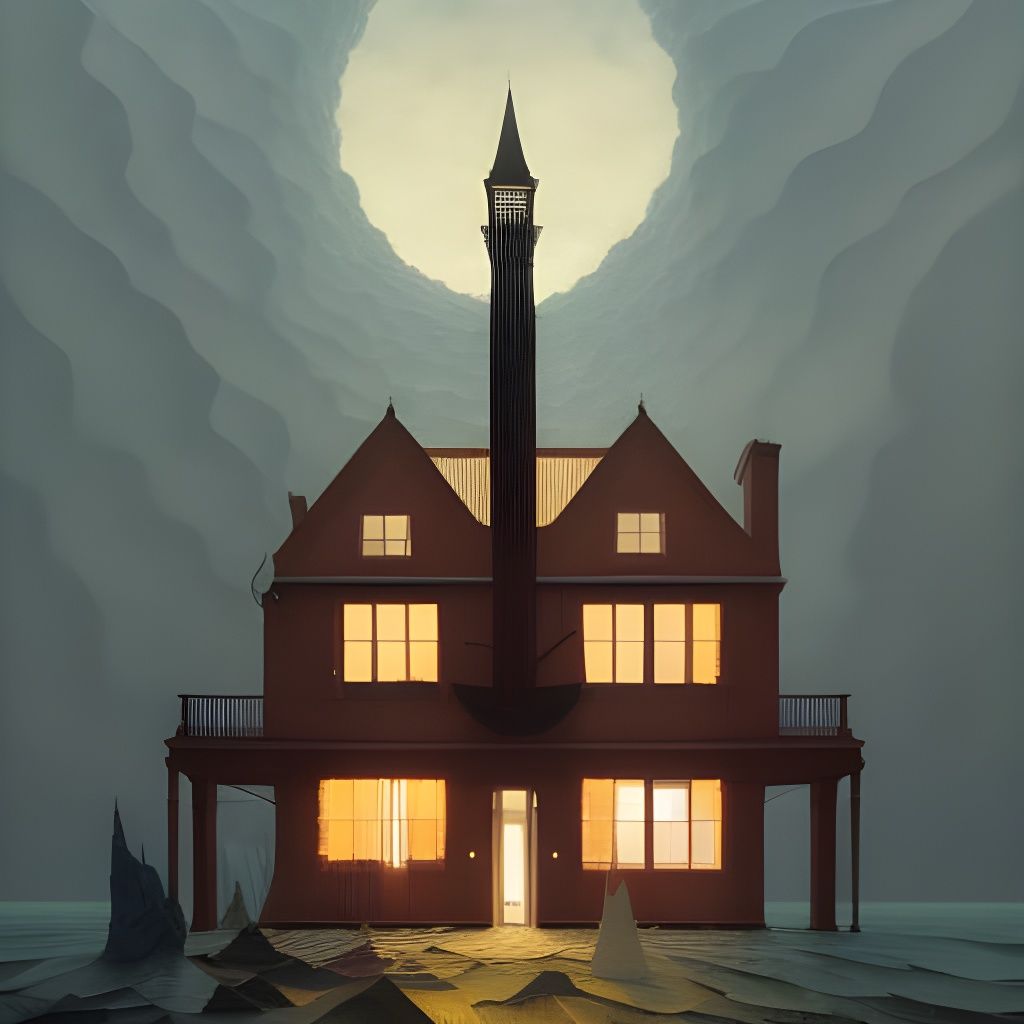 Chaotic House Interior: Surreal Digital Painting