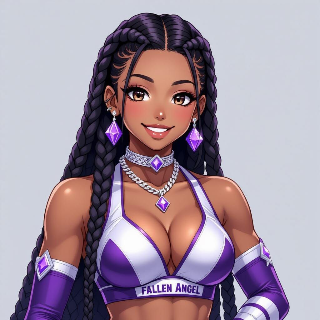 Anime Wrestler "Fallen Angel" Smiles in Dynamic Lighting