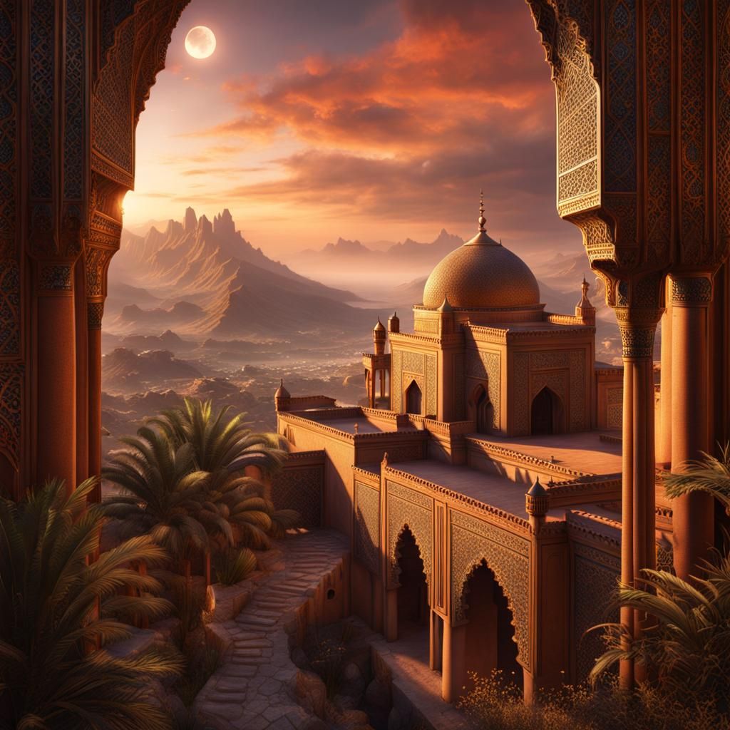 Fantastical Moroccan Landscape in Detailed Digital Art