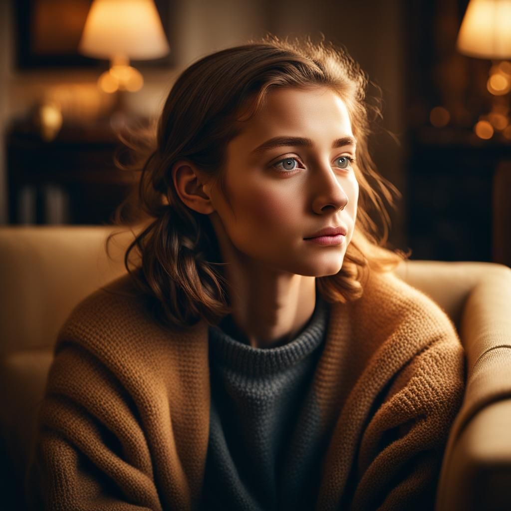 Portrait of a Young Adult in a Cozy Room