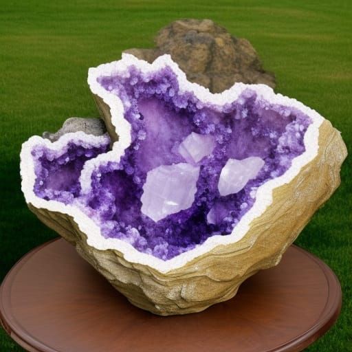 Giant Geode Display with Amethyst and Houndstooth