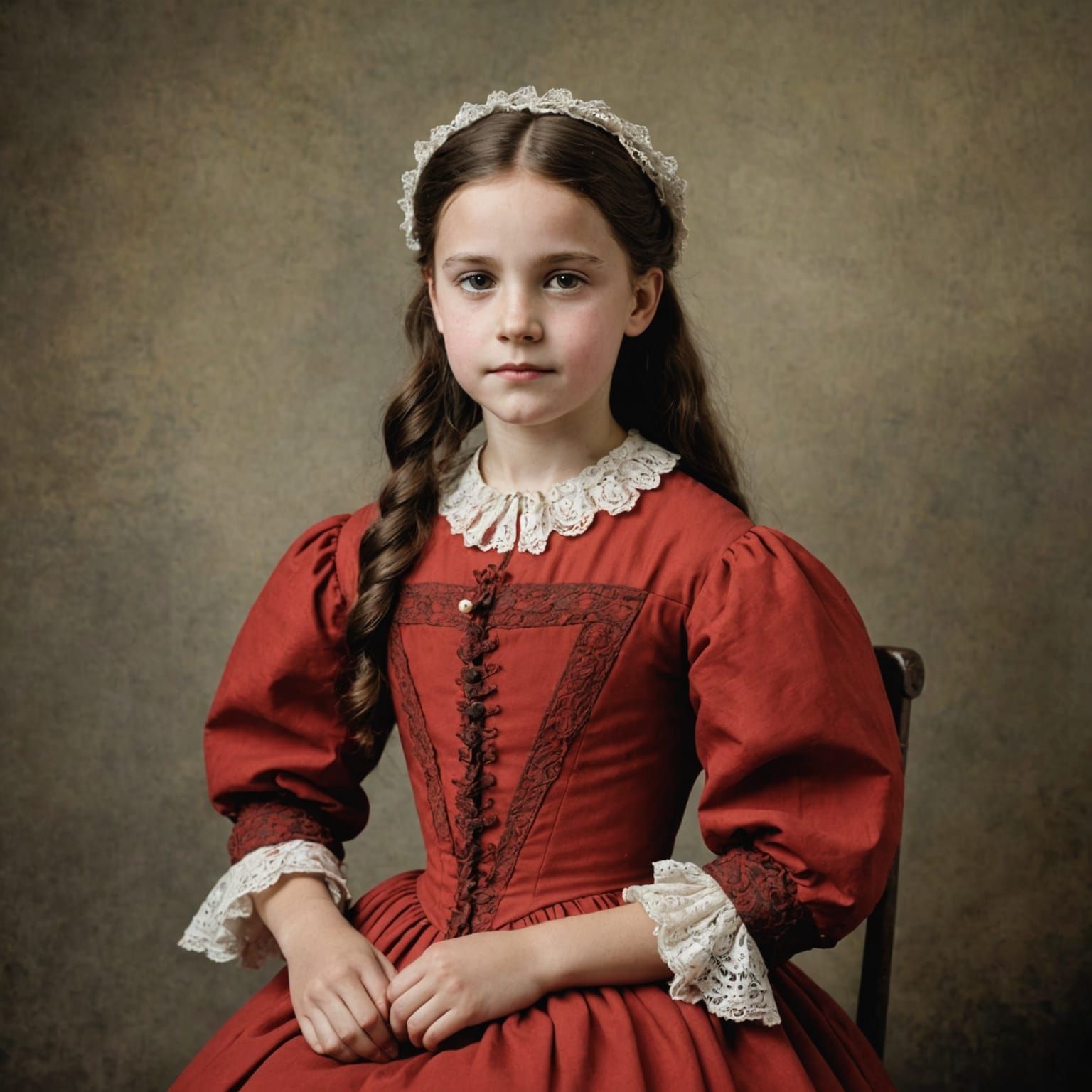 Girl in Red Dress: 19th Century Portrait