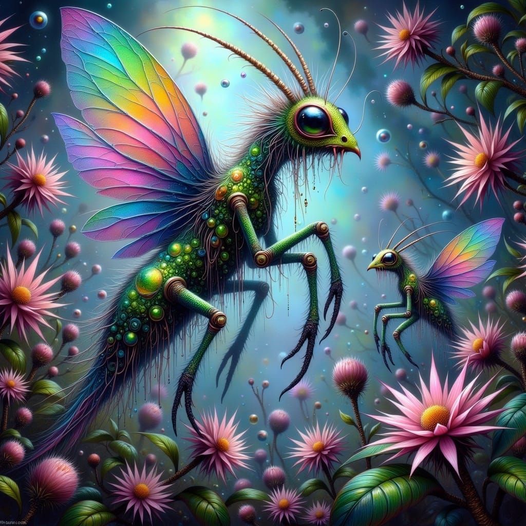 Alien Exoplanet Creatures in Iridescent Forests