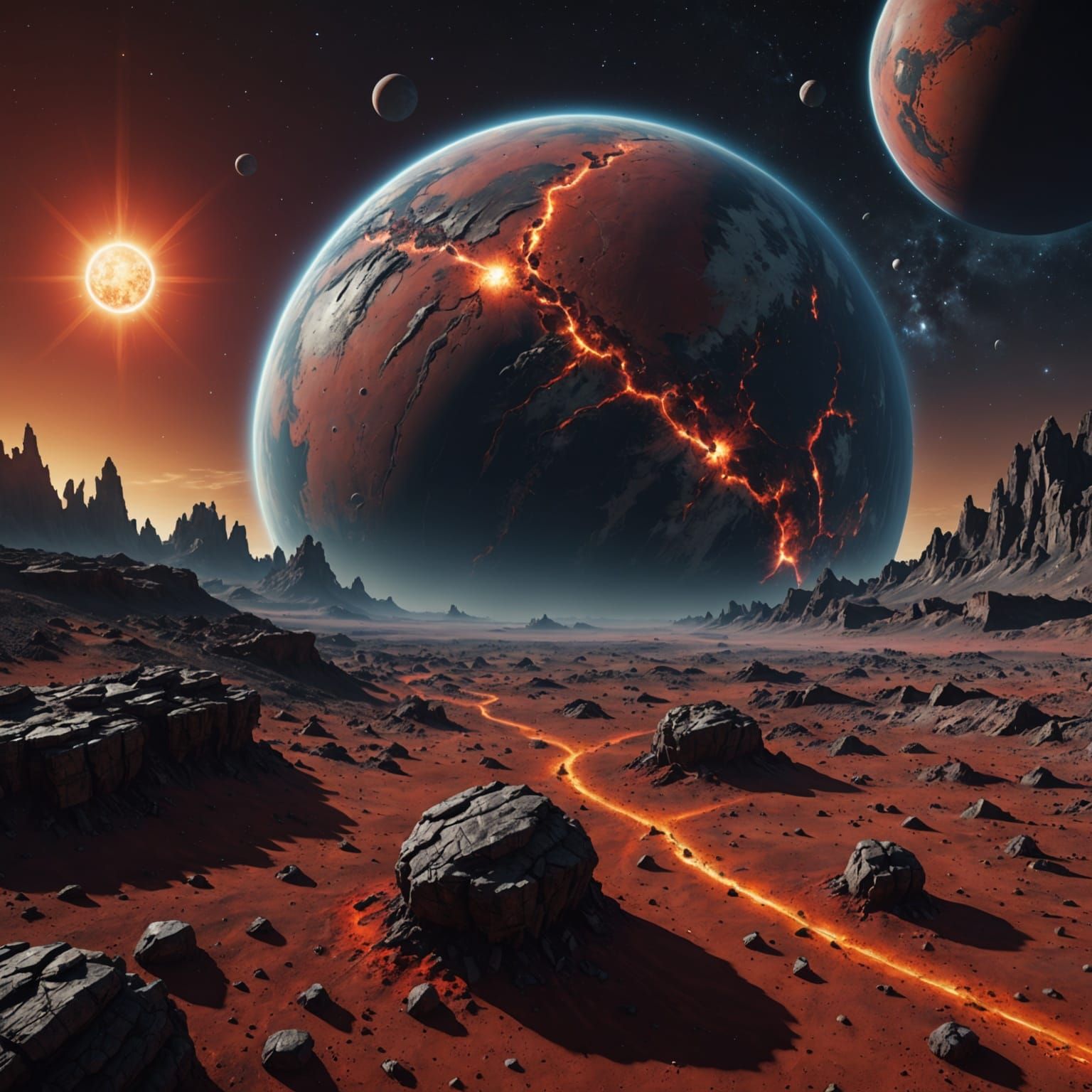 Rocky Exoplanet Surface in a Dim Red Star System