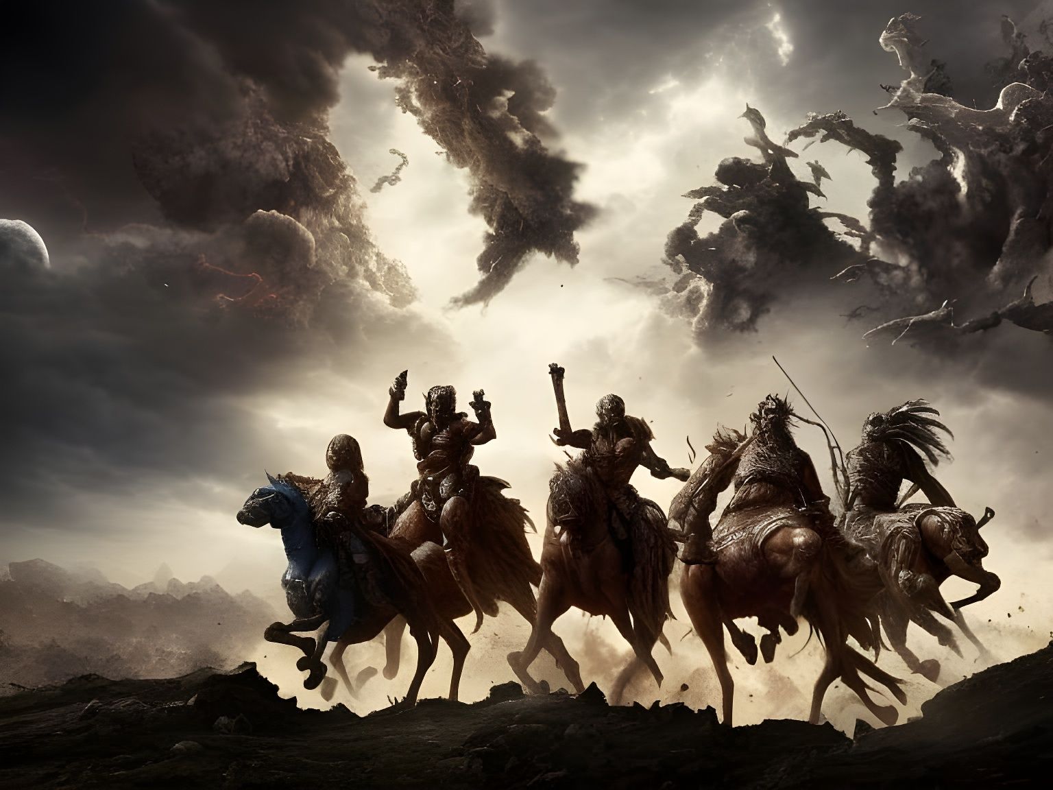 Apocalyptic Horsemen Destroying Earth: Digital Matte Paintin...
