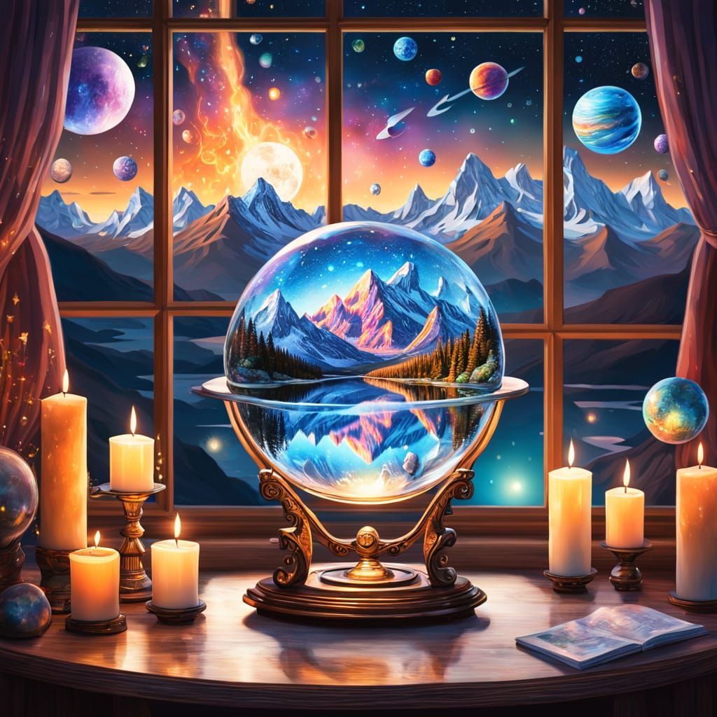 Cosmic Crystal Ball with Planets and Moons