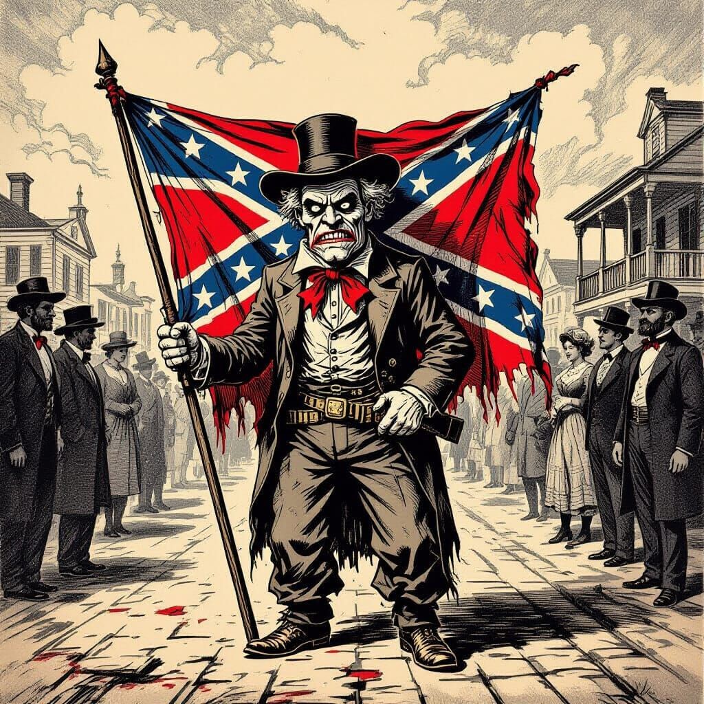 Jim Crow Caricature in Woodcut Style