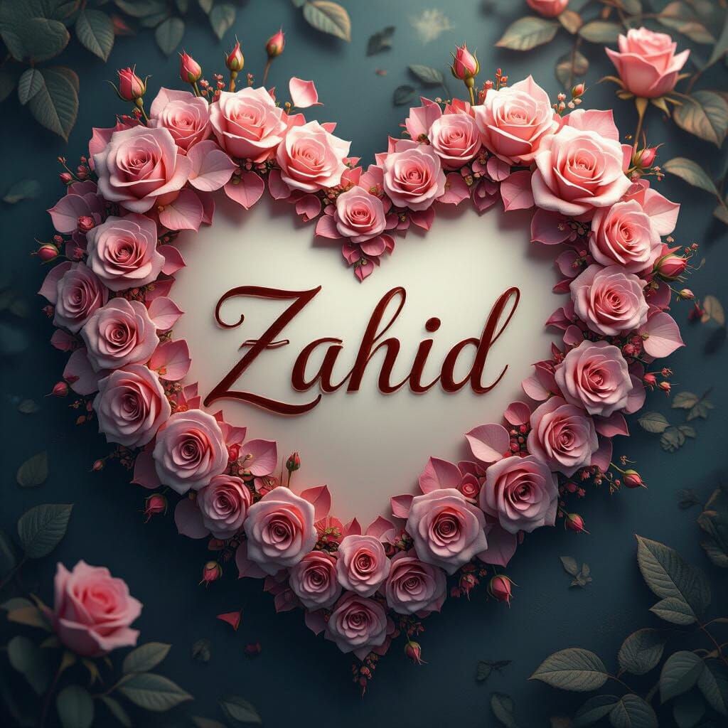 Floral Heart with 'Zahid' in Fantasy Matte Painting