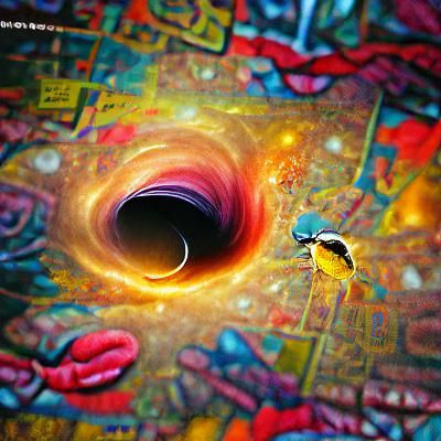 Giant Black Hole Concept Art in Psychedelic Style