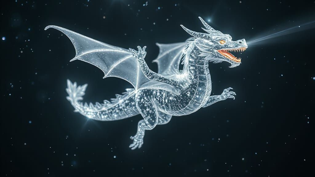 Glowing Dragon Soars in Galactic Space