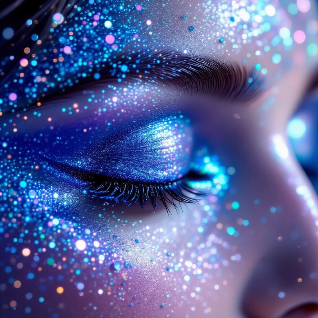 Magic Powders Swirling Over Closed Eyelids