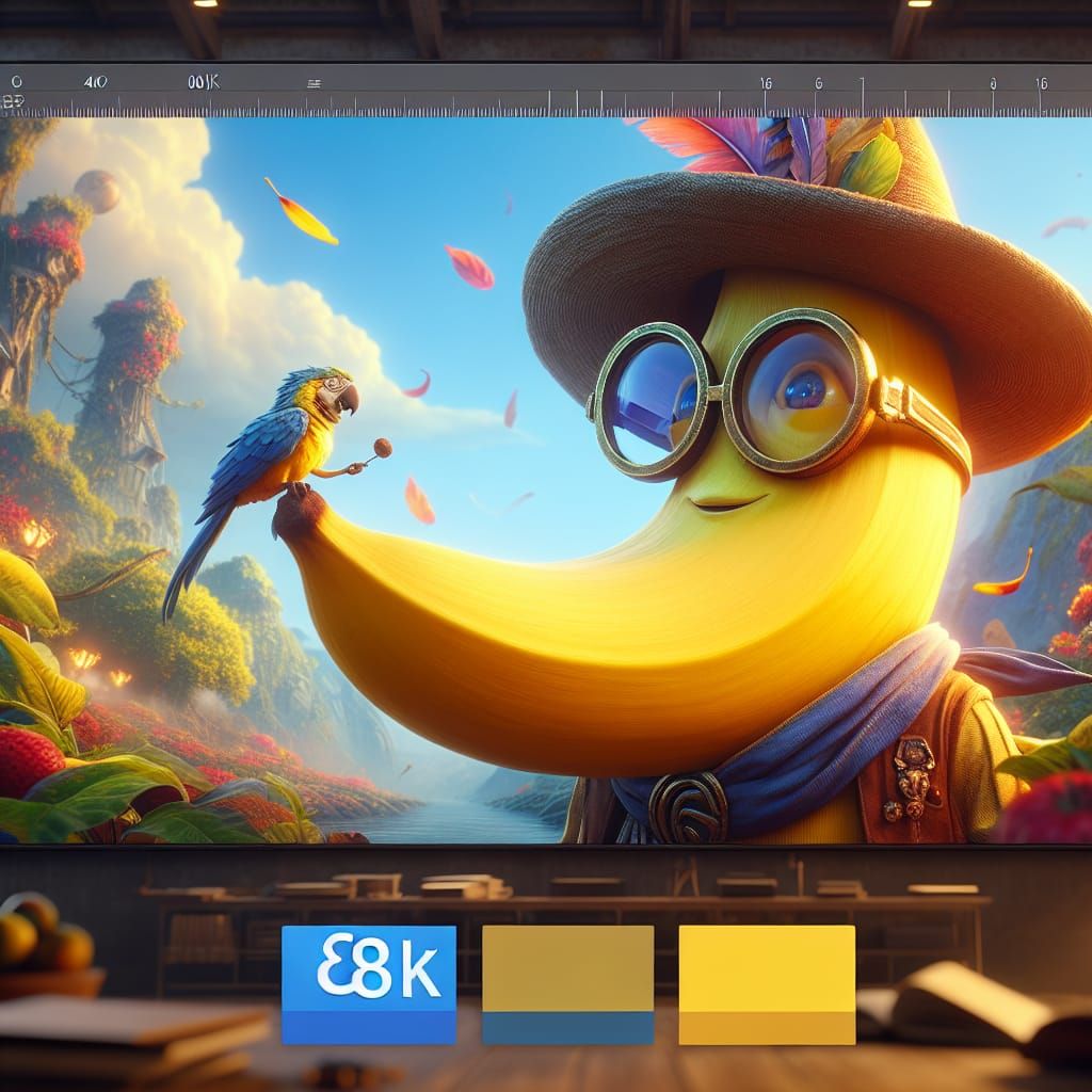 Whimsical Banana Character in Detailed Matte Painting