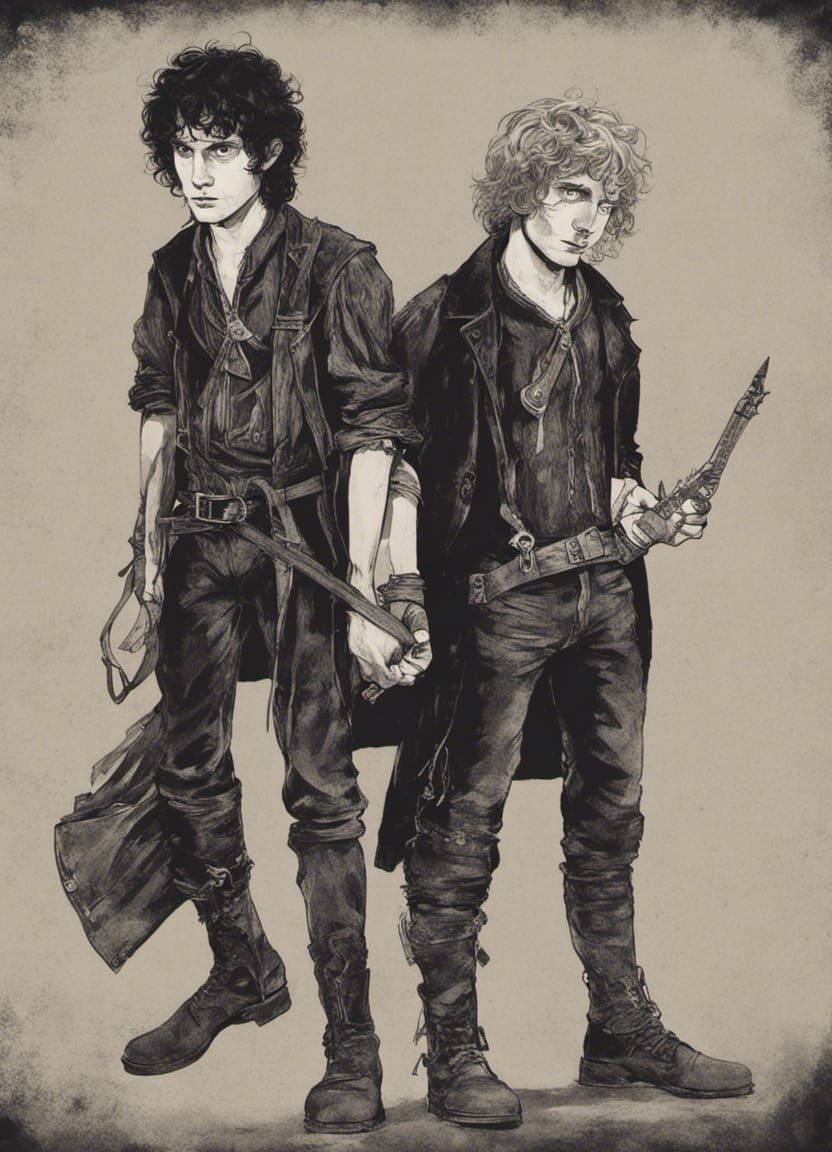 Frodo and Samwise as 1970s Goth Punks