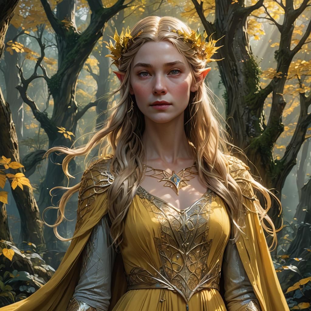 Galadriel of Lothlórien Portrait in Art Nouveau Style