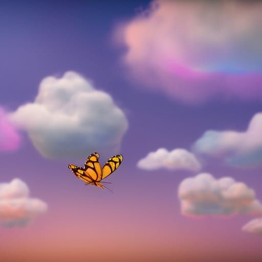 Clouds Eat Butterflies: Pixar-Style 3D Digital Art