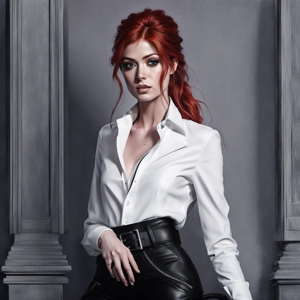 Katherine McNamara Ultrarealistic Portrait in Photoshoot Sty...