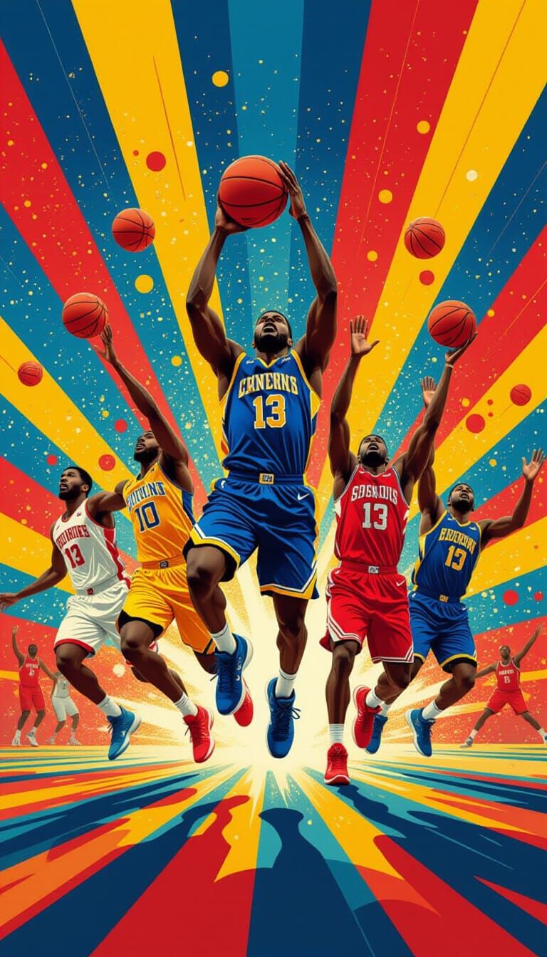 Dynamic Basketball Game with Graffiti Art Style