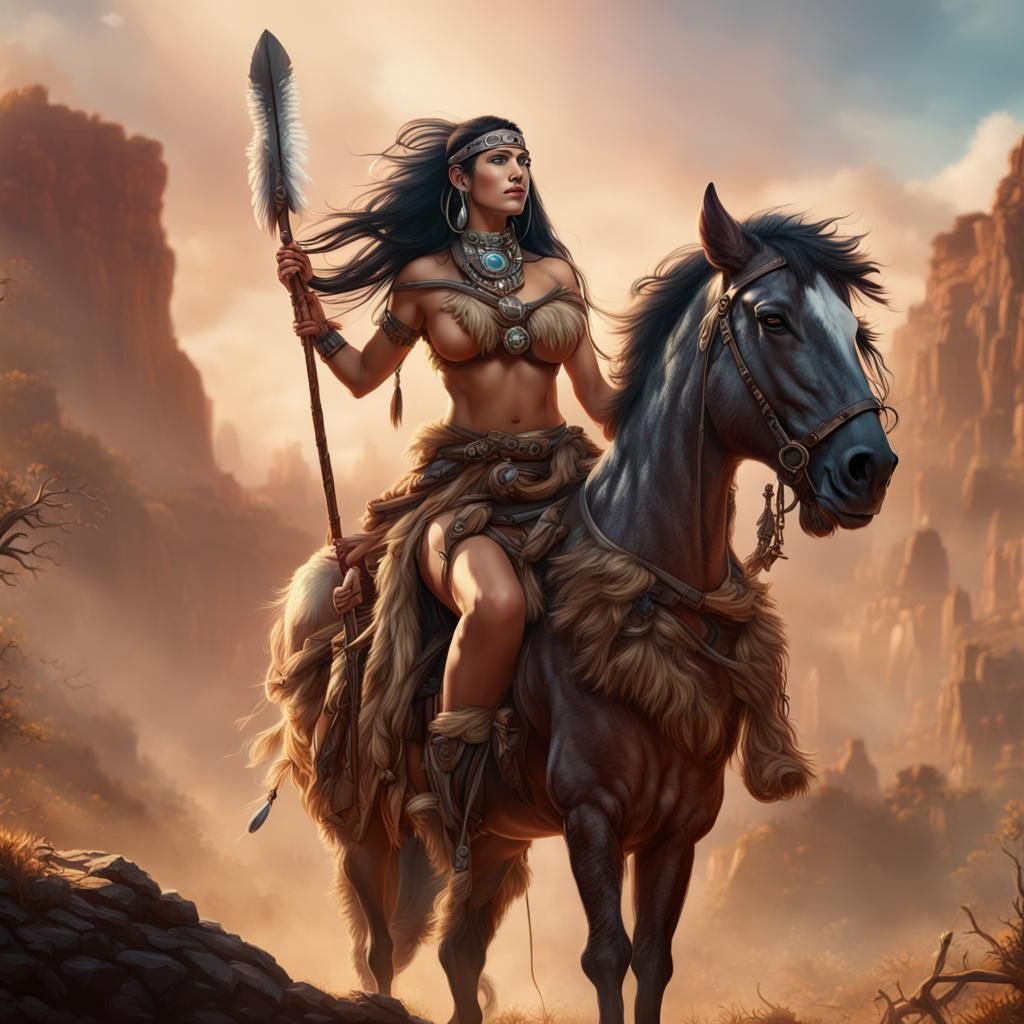 Native Woman on a horse