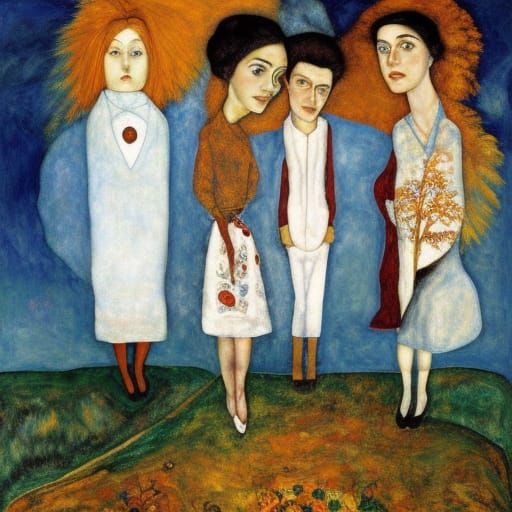 Friends in Expressive Collage Art Style