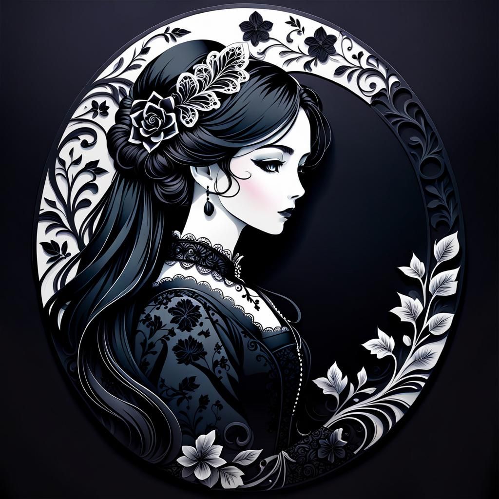 Victorian Bride Silhouette: Anime Key Visual Art