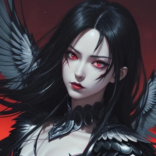 Supernatural Anime Woman with Galaxy Wings