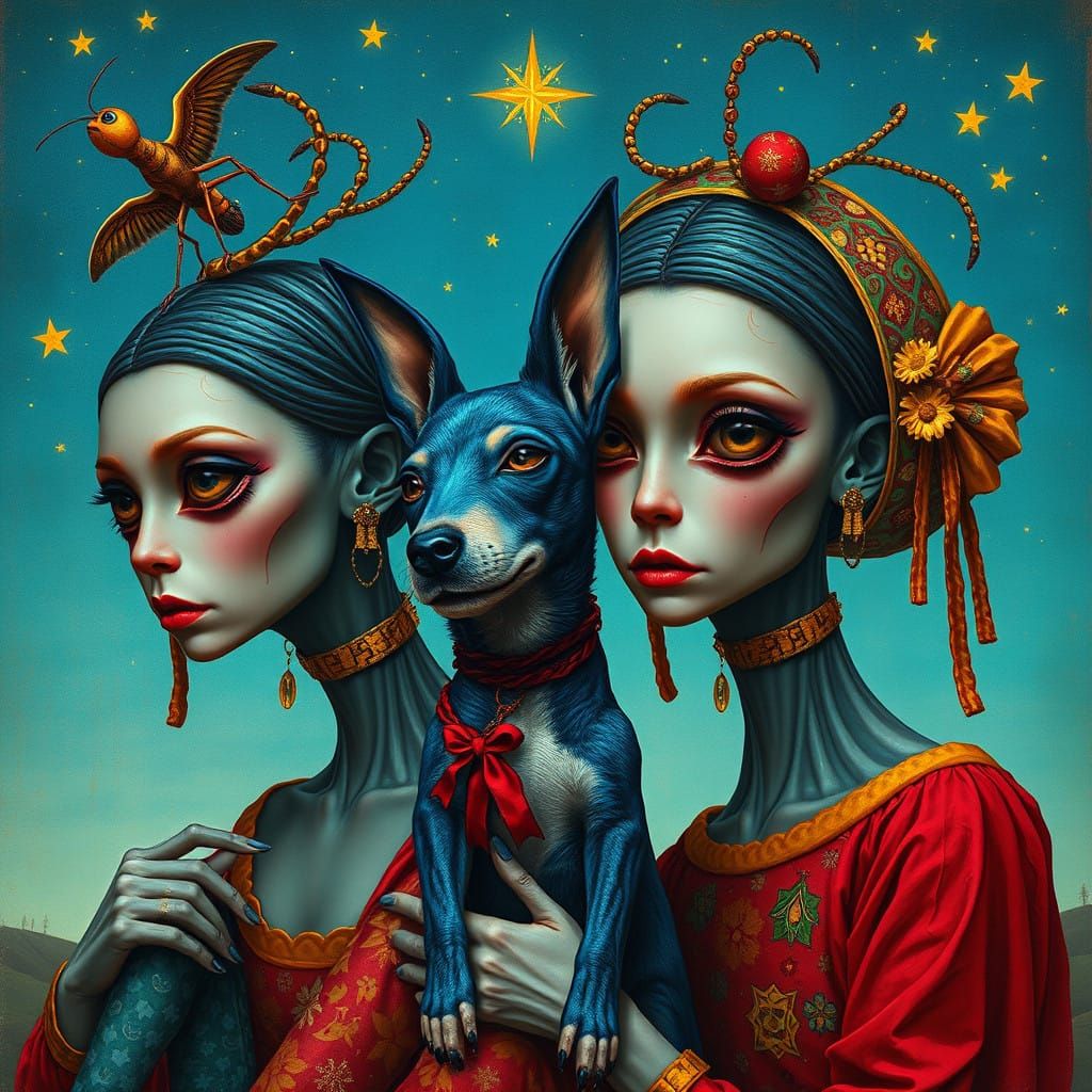 Surreal Christmas Card Featuring Exotic Alien Friends and Co...
