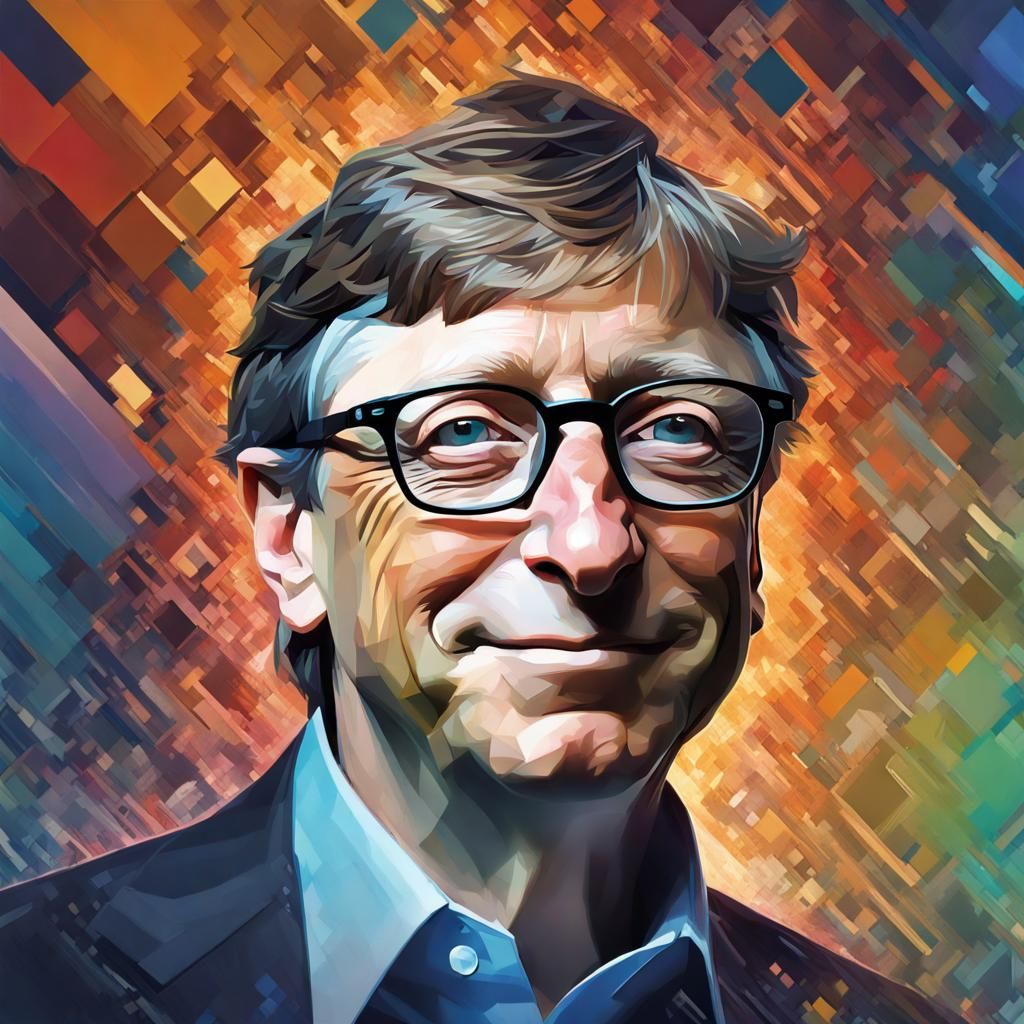 Bill Gates Pixel Portrait: Hyperdetailed Digital Art