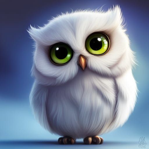 Adorable Chibi Owl Portrait in Detailed Fantasy Art