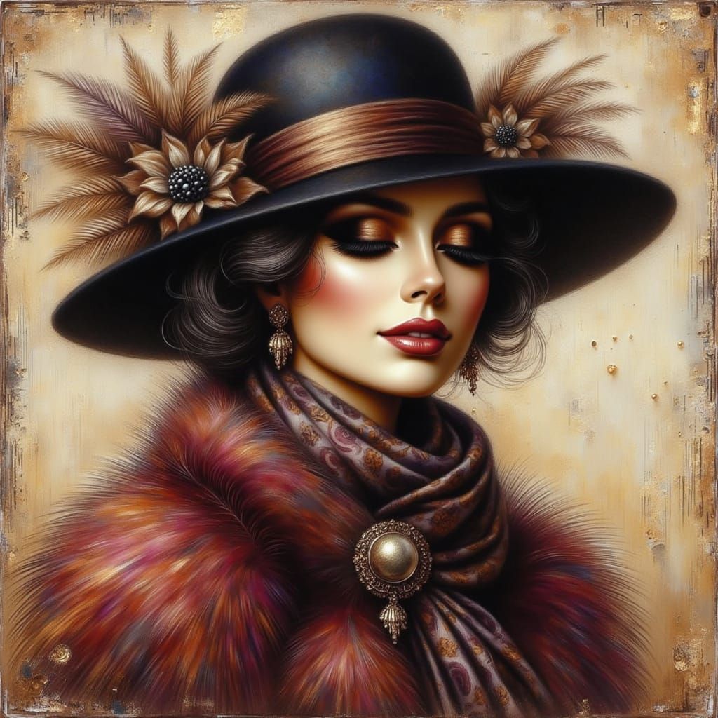 Gothic Goddess in Whimsical Watercolor Fantasy