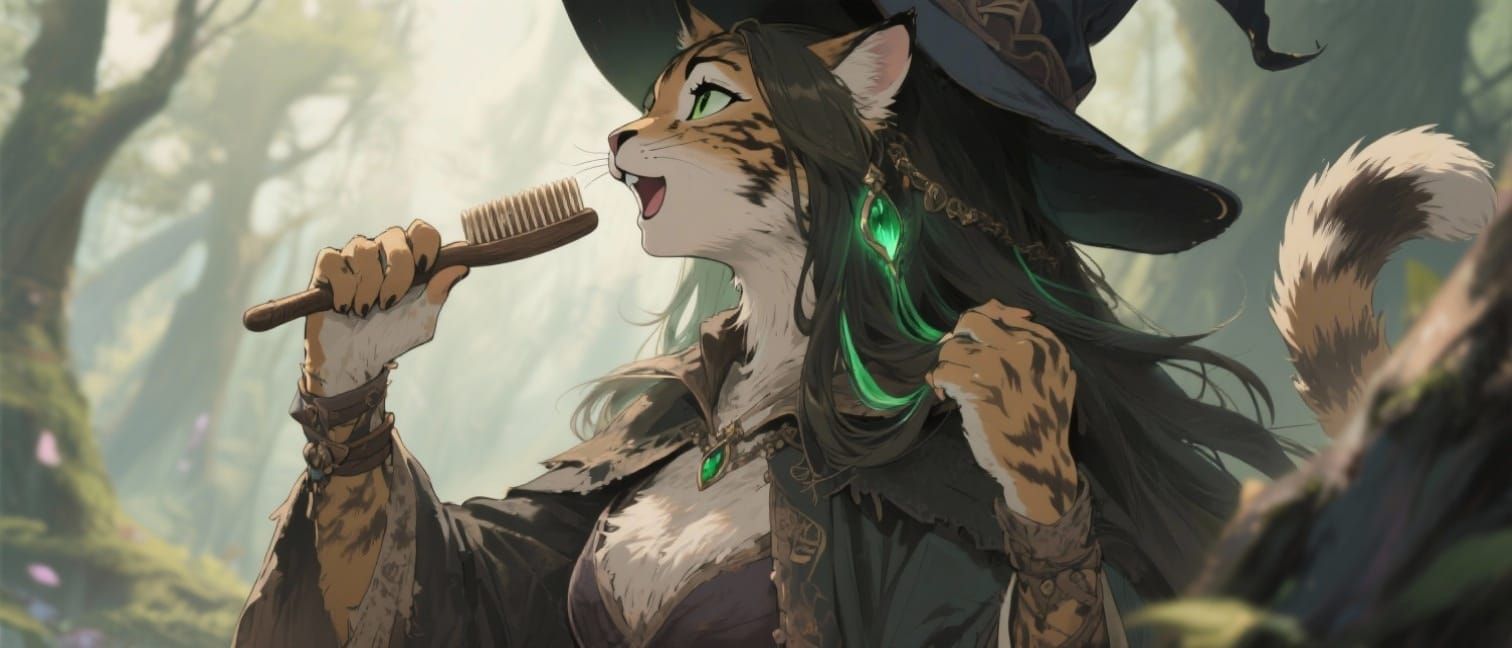 Anime Lynx Songstress in Enchanting Emerald Grove