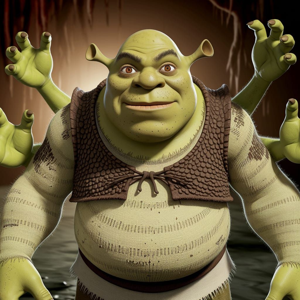Monstrous Shrek Boogeyman in a Haunting Swamp Scene