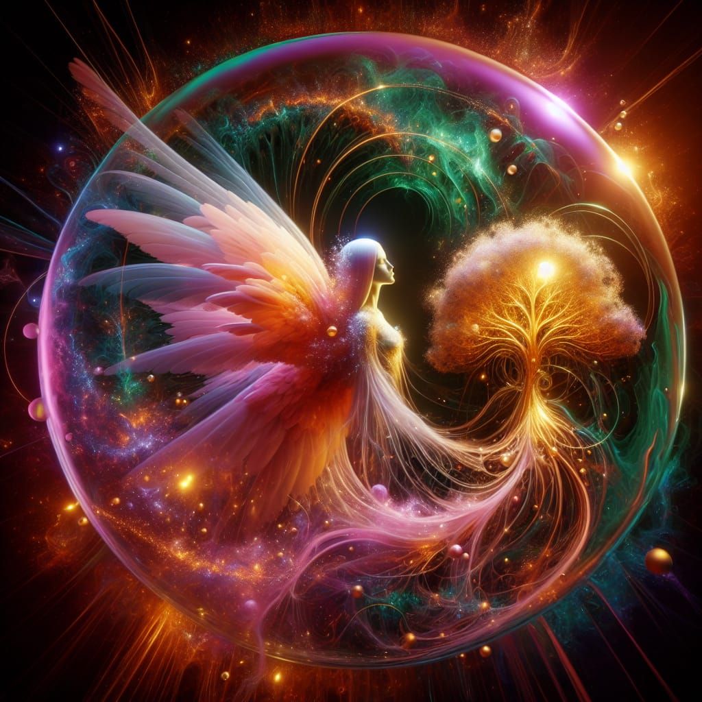 Angelic Figure with Tree of Life in Fantasy Art