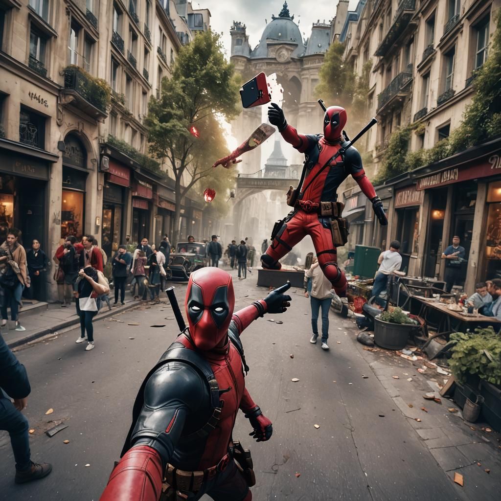 Deadpool Photobomb in Paris: Detailed Matte Painting