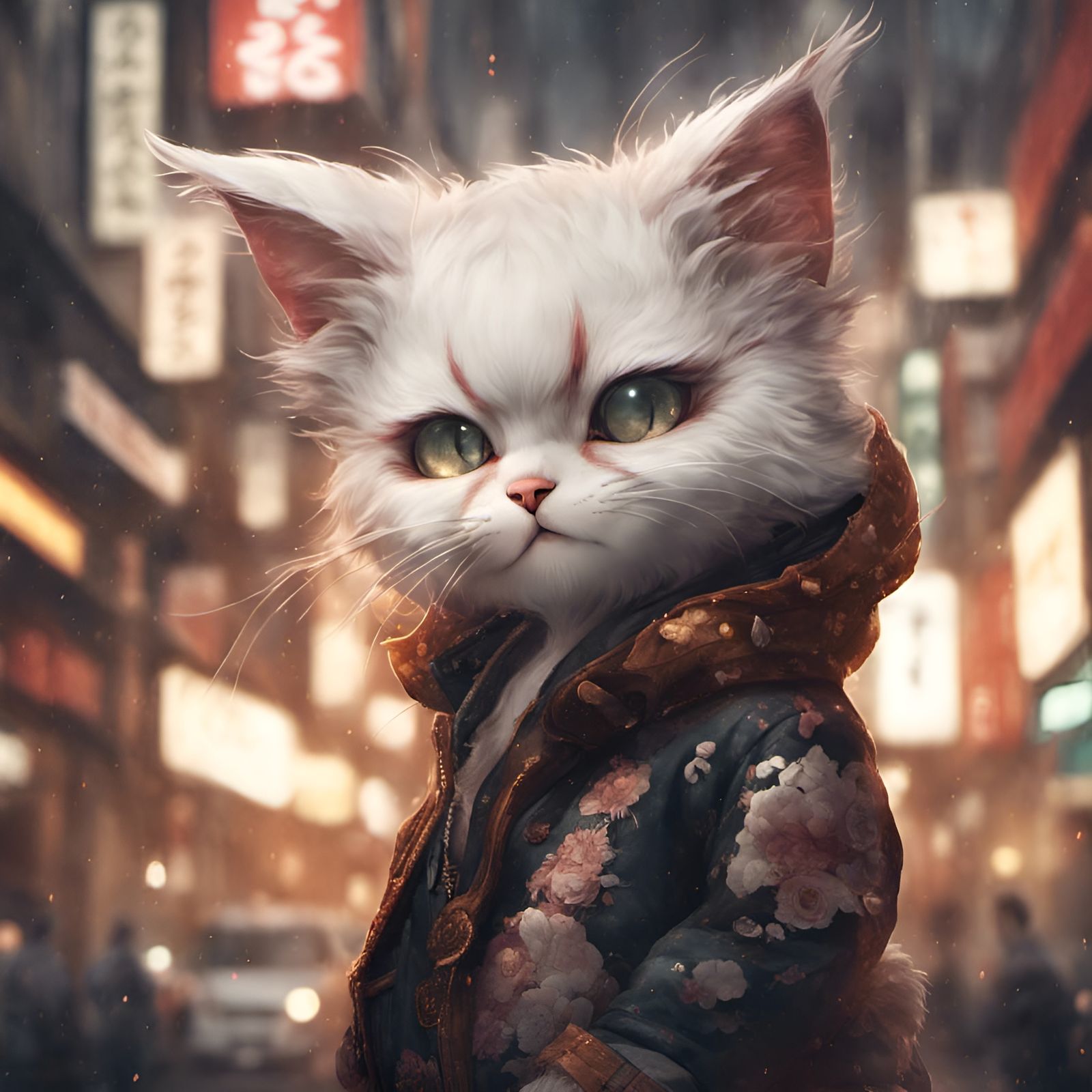 Chibi Furry Cat in Japanese Streetwear