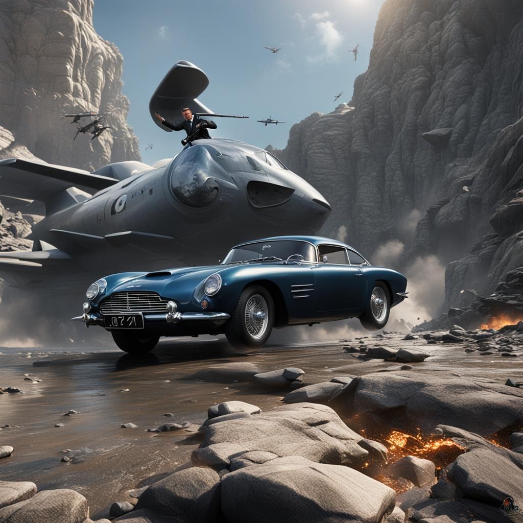 James Bond Action Scene: Detailed Matte Painting