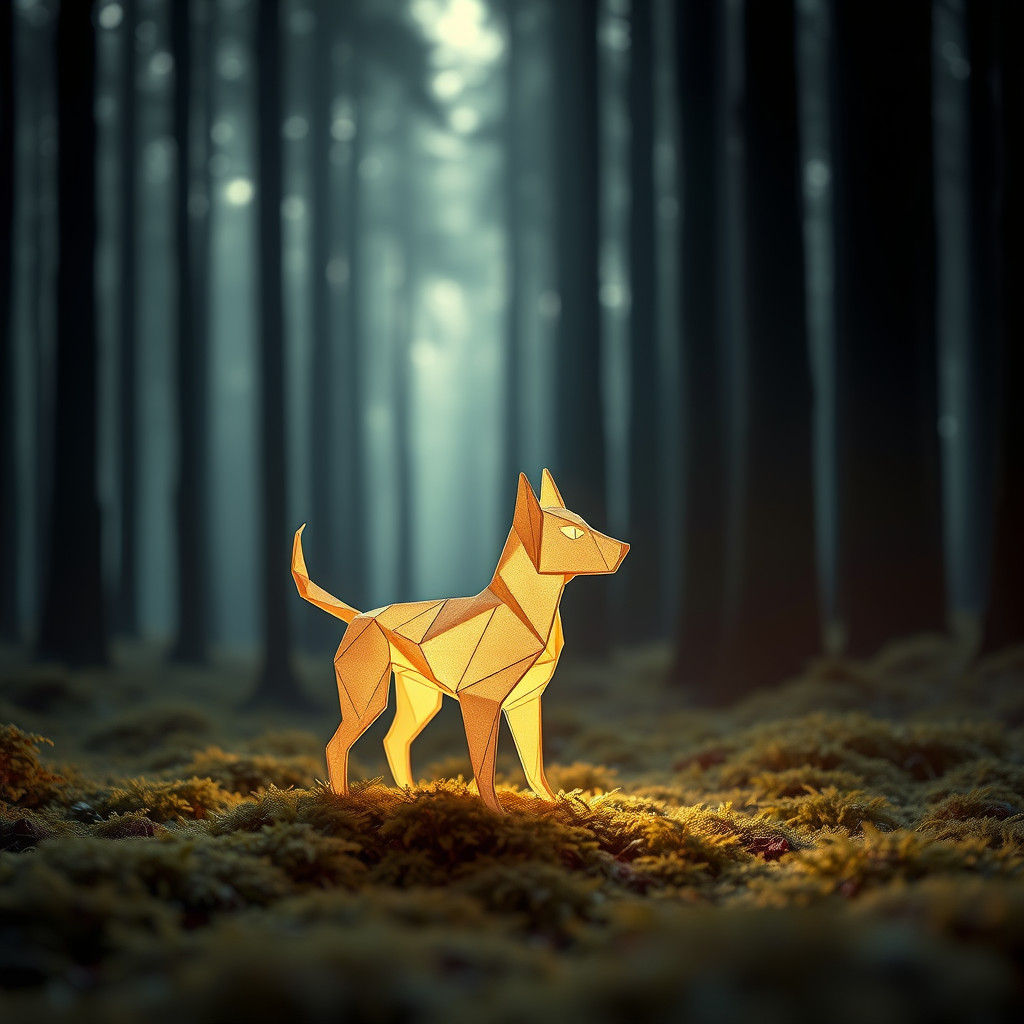 a little dog made of light