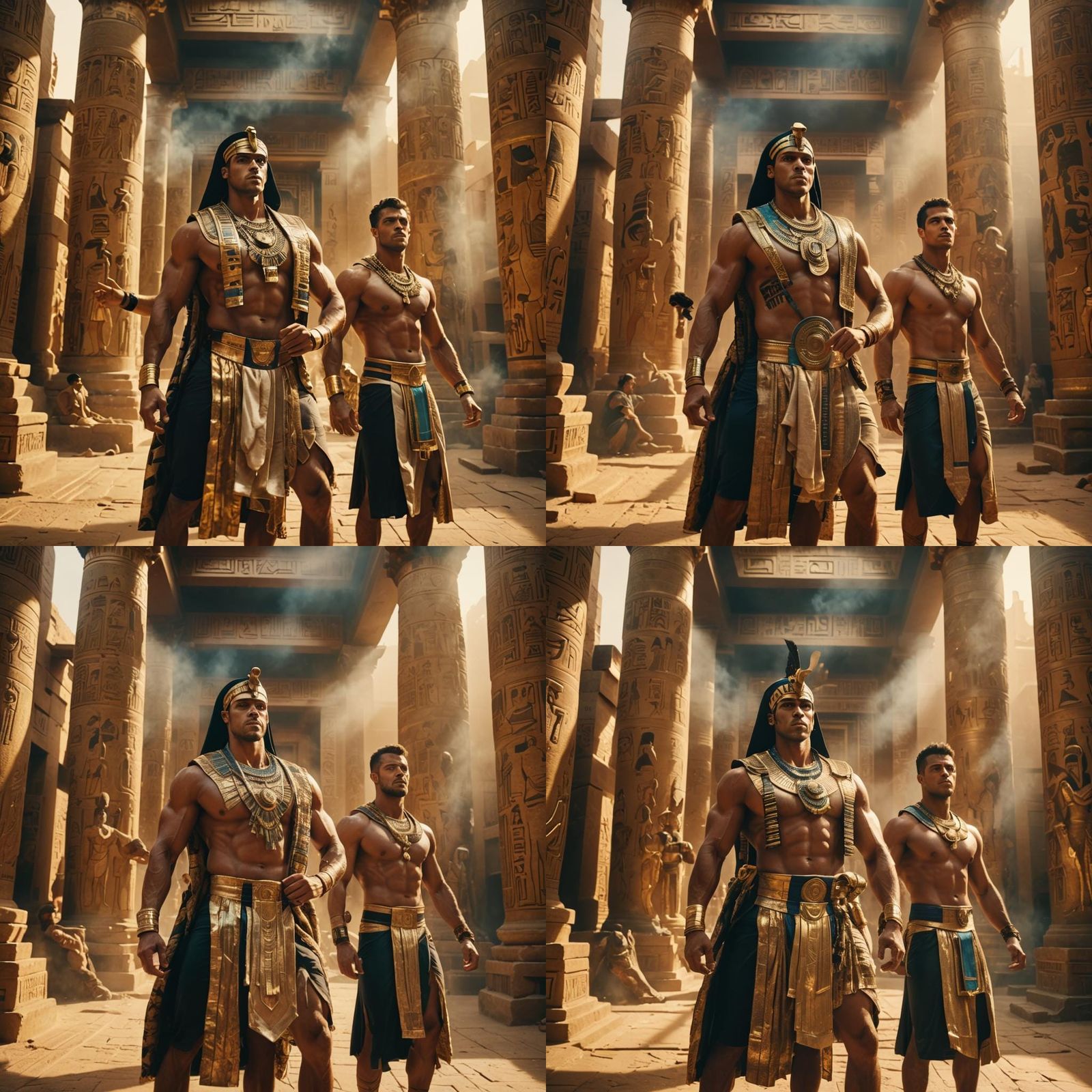 Ancient Egyptian Gods Flexing in Lavish Temple