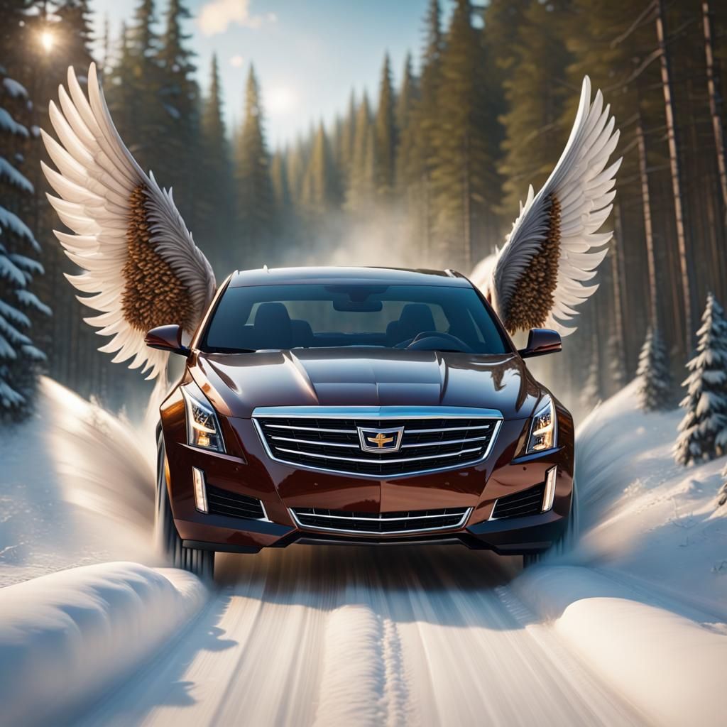 Raven Soaring Over Cadillac: Airbrush Art