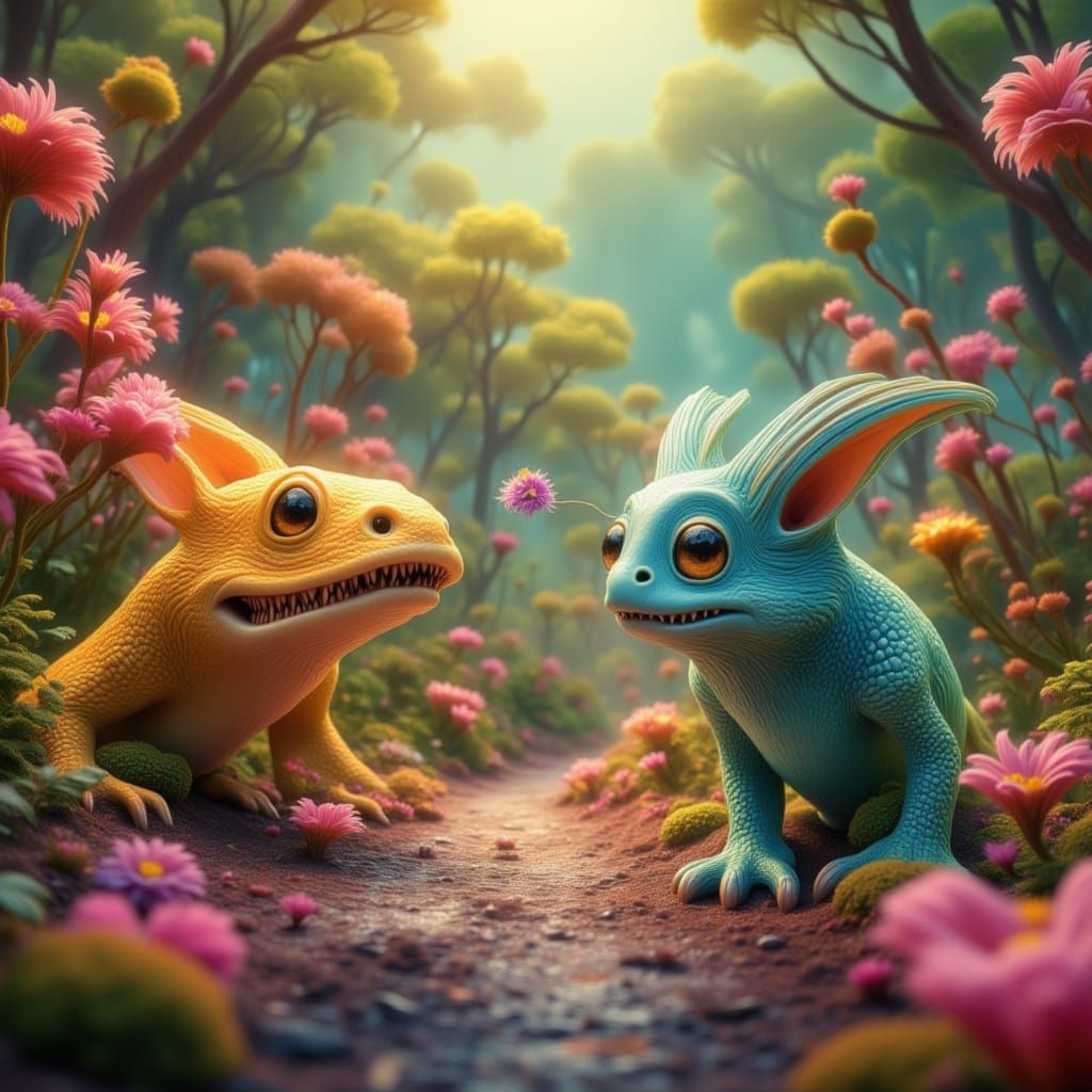 whimsical creatures <lora:Monsters:1.0> <lora:Vivid Dreams:1...