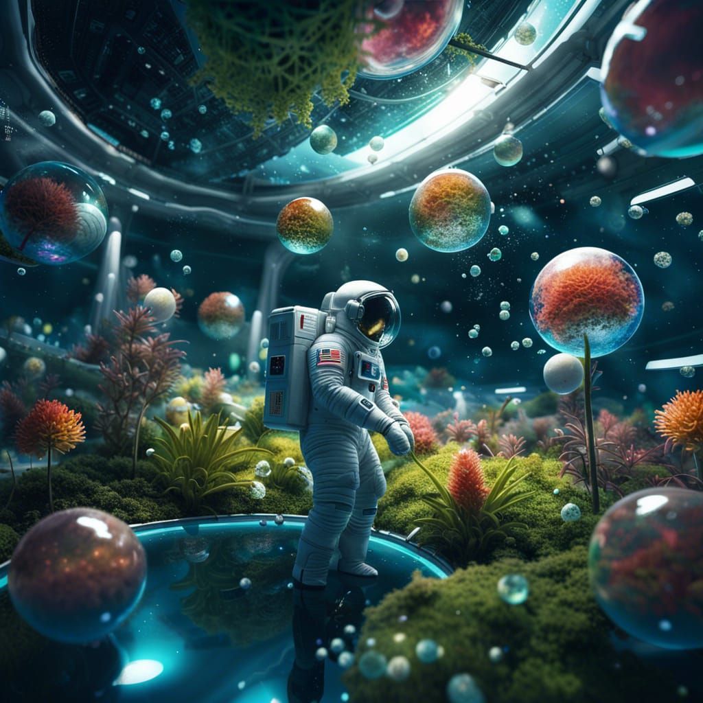 Astronaut's Spaceship Garden: Hyperrealistic Concept Art